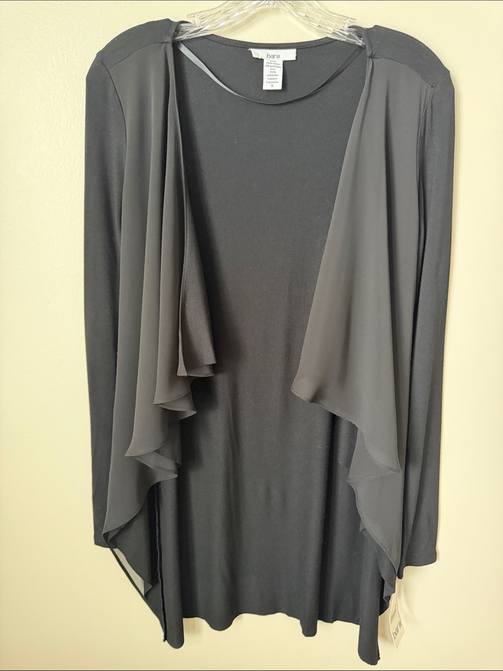 Bar III Black Layered Ruffle Open-Front Tunic